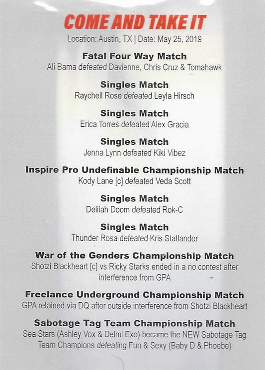 Come and Take IT trading card PW Catalog