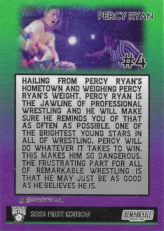 “The Jawline of Professional Wrestling” Percy Ryan trading card PW Catalog