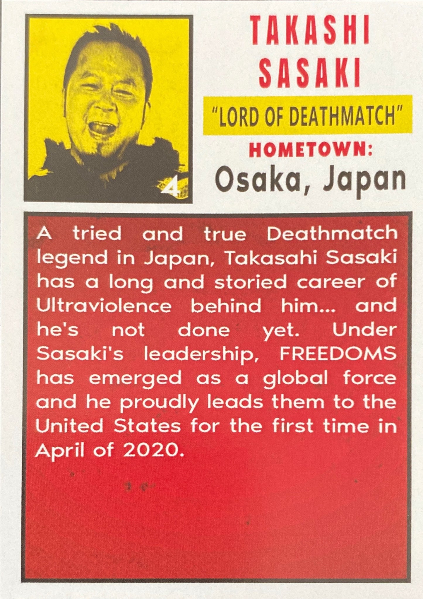 “Lord of Deathmatch” Takashi Sasaki trading card PW Catalog