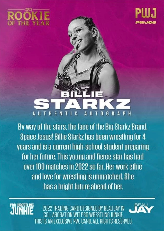 2022 Rookie of the Year – Billie Starkz trading card PW Catalog