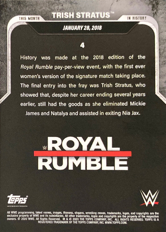 Royal Rumble – January 28, 2018 Trish Stratus Returns to Action at Royal Rumble trading card PW Catalog