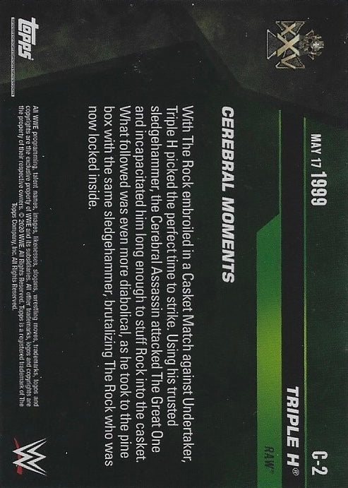 MAY 17 1999 – Triple H Attacks the Rock While Trapped in a Casket trading card PW Catalog