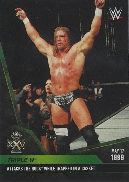 MAY 17 1999 – Triple H Attacks the Rock While Trapped in a Casket trading card PW Catalog