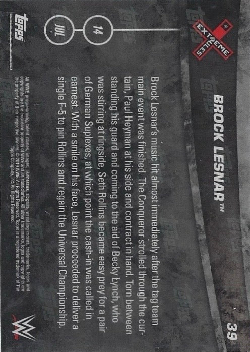 Brock Lesnar Cashes in to Win the Universal Championship trading card PW Catalog