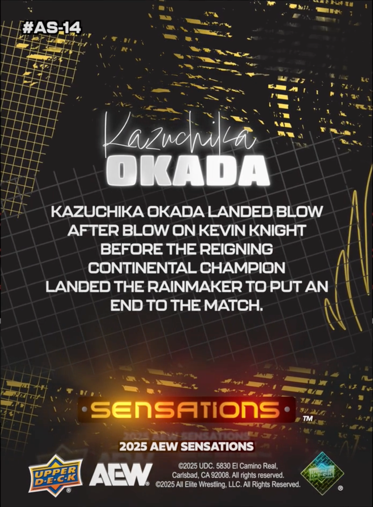 5/7/25 – Kazuchika Okada – Kazuchika Okada Defeats Kevin Knight at Dynamite trading card PW Catalog