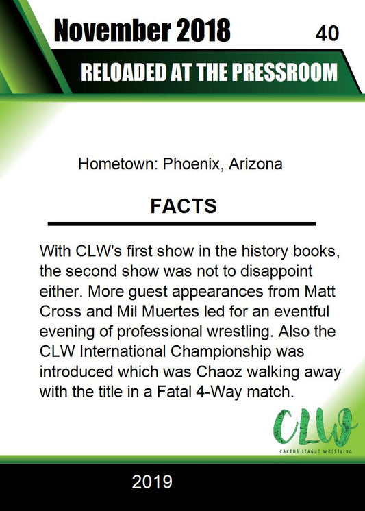 Reloaded at the Pressroom Trading Card PWcatalog