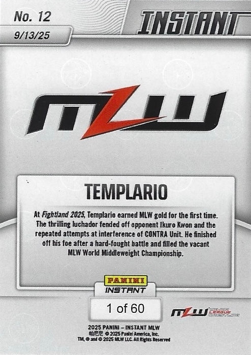 Templario – Templario Claims MLW World Middleweight Title trading card PW Catalog