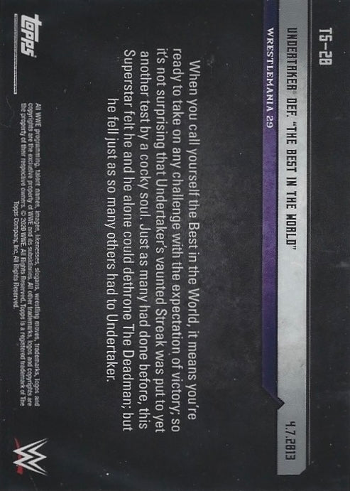 Wrestlemania 29 – Undertaker DEF. “the Best in the World” trading card PW Catalog