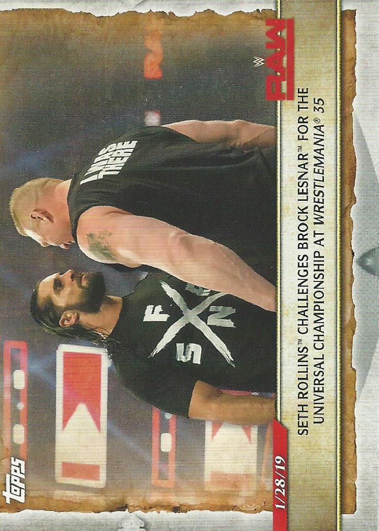 WWE Topps Road to Wrestlemania 2020 Brock Lesnar and Seth Rollins #40