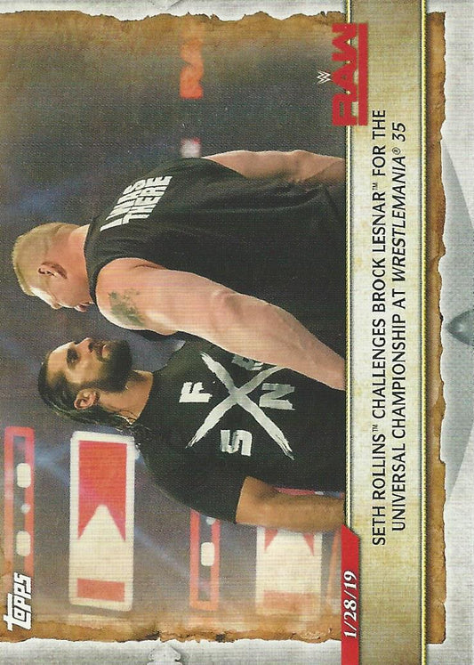 WWE Topps Road to Wrestlemania 2020 Brock Lesnar and Seth Rollins #40