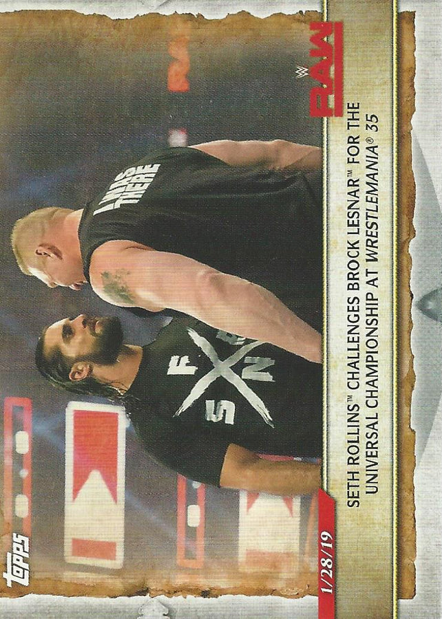 WWE Topps Road to Wrestlemania 2020 Brock Lesnar and Seth Rollins #40