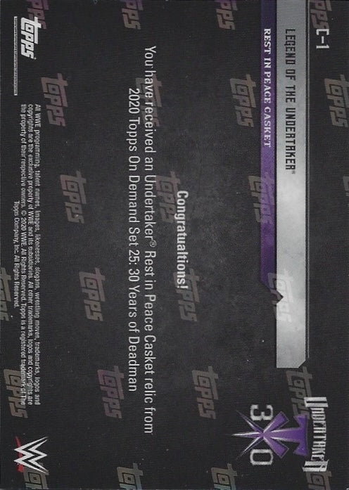 Legend of the Undertaker Rest in Peace Casket trading card PW Catalog