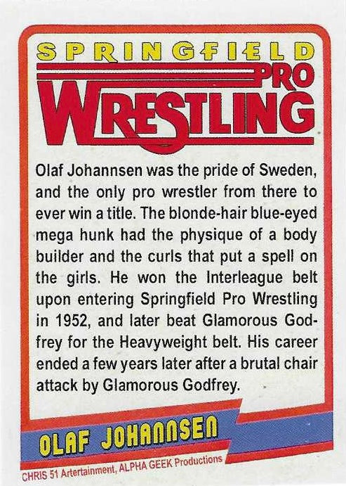 Olaf Johannsen – Sweeden trading card PW Catalog