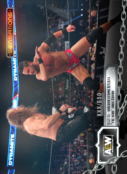 5/17/23 – Roderick Strong – Roderick Strong Defeats “the Ocho” Chris Jericho trading card PW Catalog