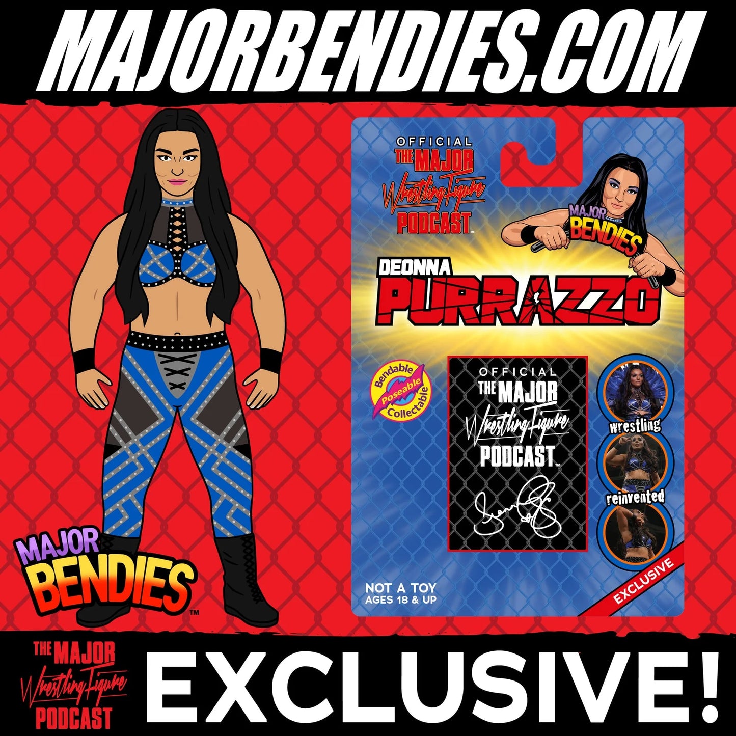 Major Wrestling Figure Podcast Major Bendies Limited Edition Deonna Purrazzo Action & Toy Figures PWcatalog