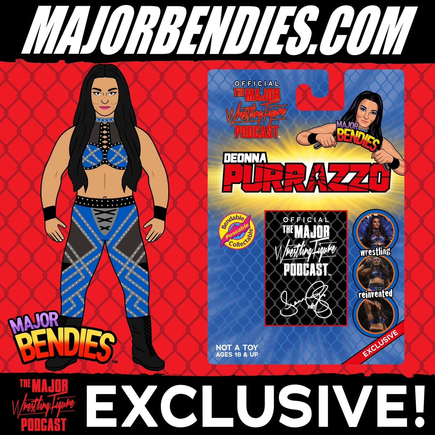 Major Wrestling Figure Podcast Major Bendies Limited Edition Deonna Purrazzo Action & Toy Figures PWcatalog
