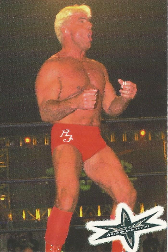 WCW Crazy Planet Stickers 1999 Ric Flair trading card PW Catalog