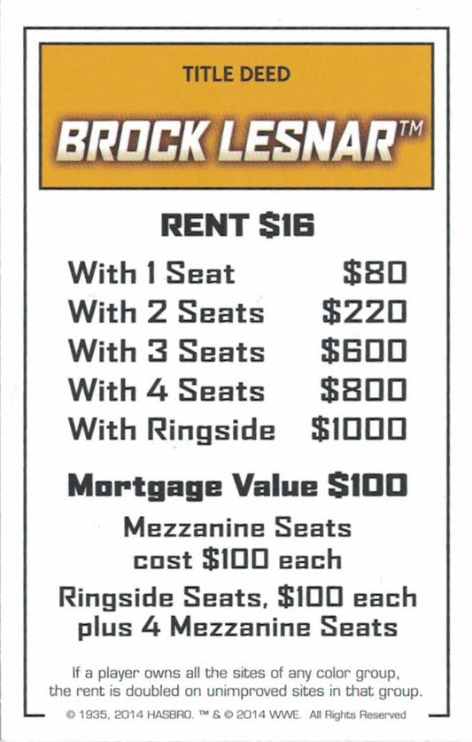 Brock Lesnar trading card PW Catalog