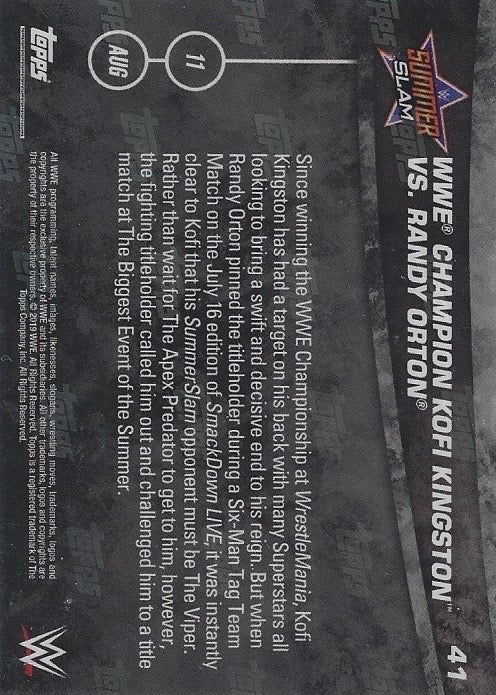 WWE Champion Kofi Kingston vs. Randy Orton trading card PW Catalog