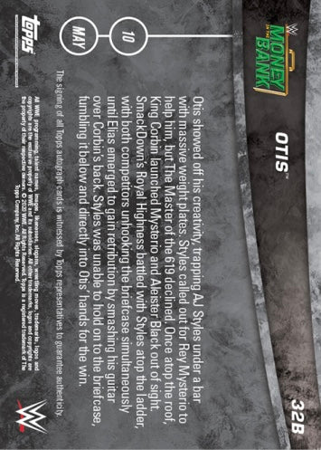 Otis Wins the Men’s Money in the Bank Ladder Match trading card PW Catalog