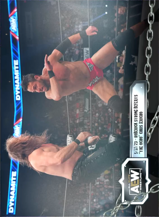 5/17/23 – Roderick Strong – Roderick Strong Defeats “the Ocho” Chris Jericho trading card PW Catalog