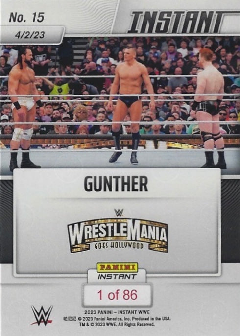 Gunther – Gunther Defeats Sheamus and Drew Mcintyre to Retain trading card PW Catalog
