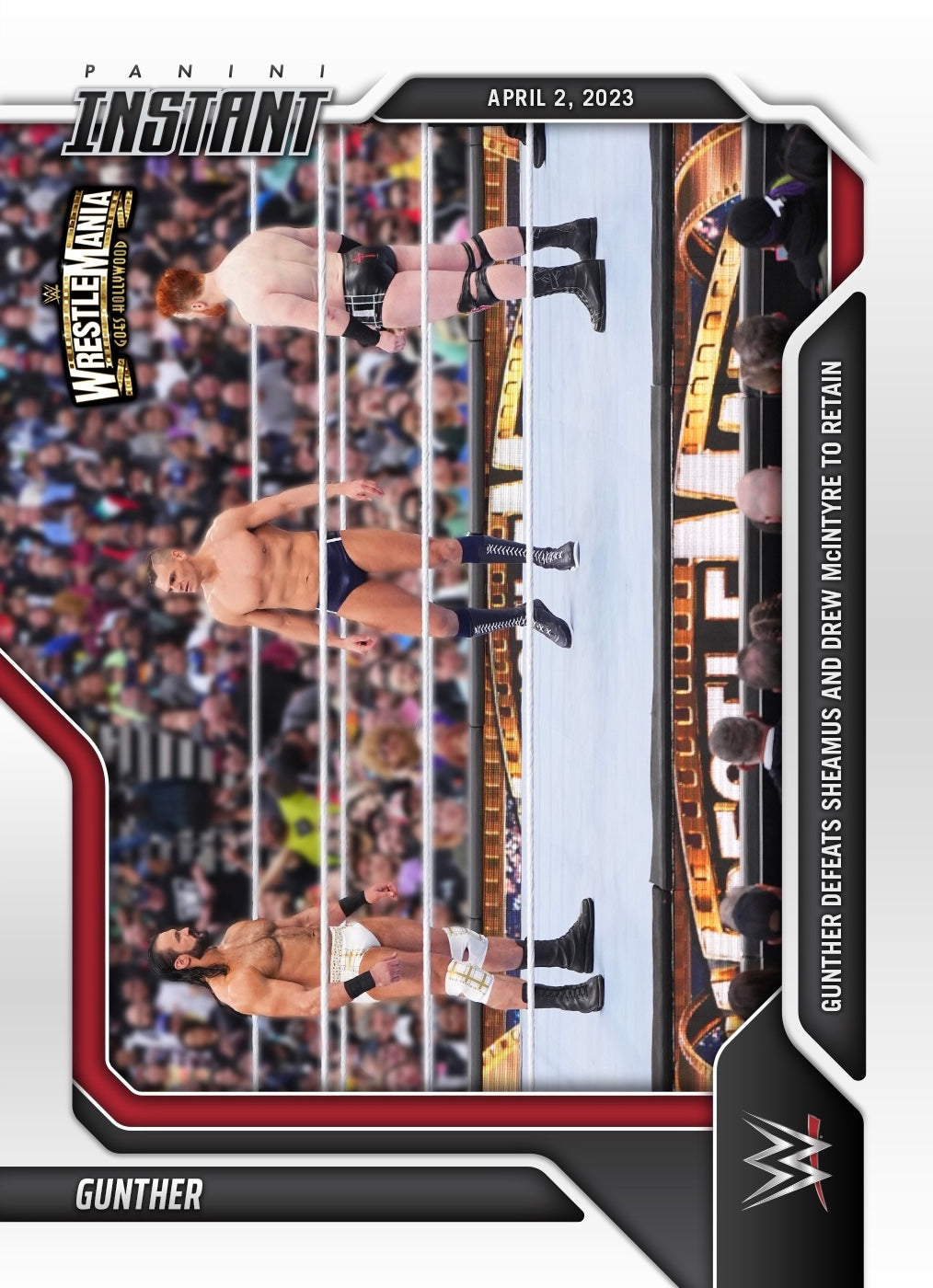 Gunther – Gunther Defeats Sheamus and Drew Mcintyre to Retain trading card PW Catalog