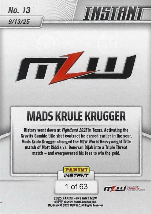 Mads Krule Krugger – Mads Krule Krugger Wins Title in Shocker trading card PW Catalog