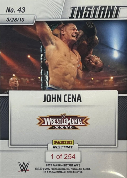 John Cena – Cena Beats Batista at Wrestlemania 26 to Regain Title trading card PW Catalog