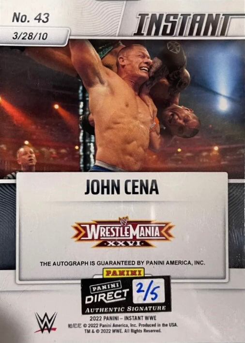 John Cena – Cena Beats Batista at Wrestlemania 26 to Regain Title trading card PW Catalog