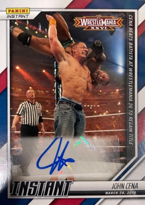 John Cena – Cena Beats Batista at Wrestlemania 26 to Regain Title trading card PW Catalog