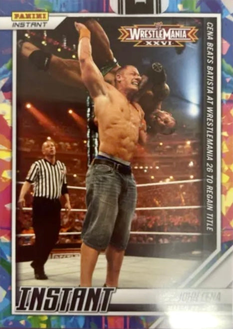 John Cena – Cena Beats Batista at Wrestlemania 26 to Regain Title trading card PW Catalog