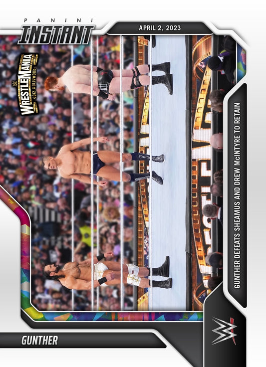 Gunther – Gunther Defeats Sheamus and Drew Mcintyre to Retain trading card PW Catalog