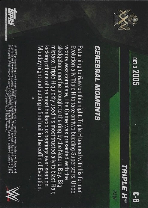 OCT 3 2005 – Triple H Betrays HIS Mentor trading card PW Catalog