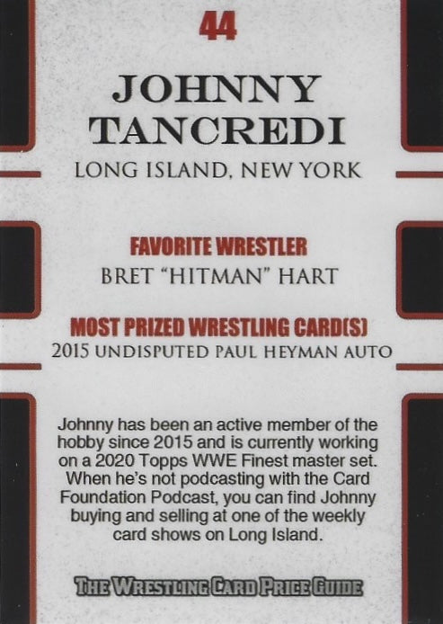 Johnny Tancredi trading card PW Catalog