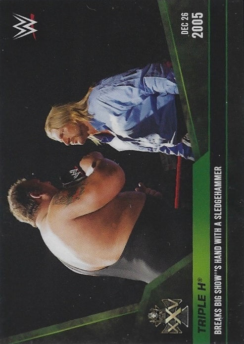 DEC 26 2005 – Triple H Breaks Big Show’s Hand With a Sledgehammer trading card PW Catalog