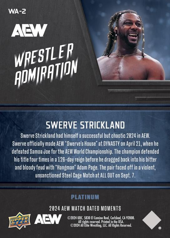 Wrestler Admiration – Swerve Strickland trading card PW Catalog