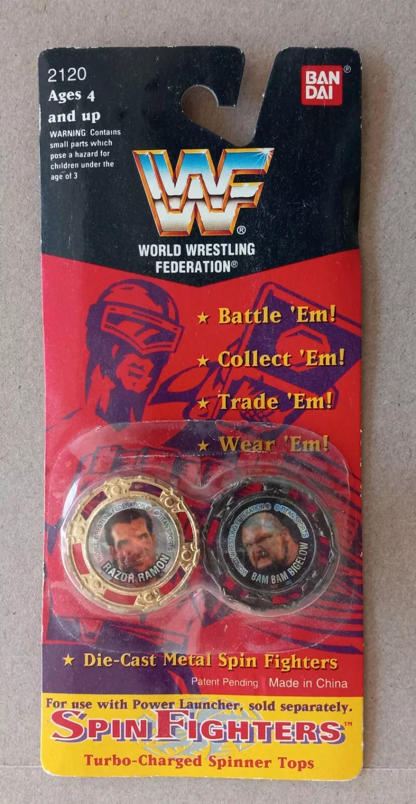 WWF Spin Fighters Razor Ramon & Bam Bam Bigelow 1994  by Bandai