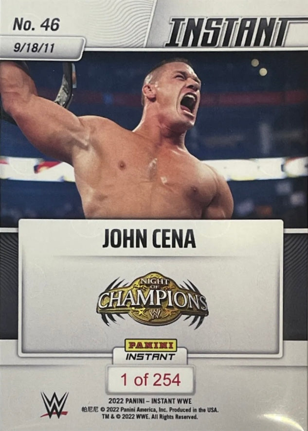 John Cena – Cena Regains World Title at Night of Champions trading card PW Catalog