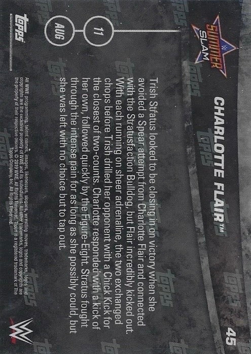 Charlotte Flair DEF. Trish Status trading card PW Catalog