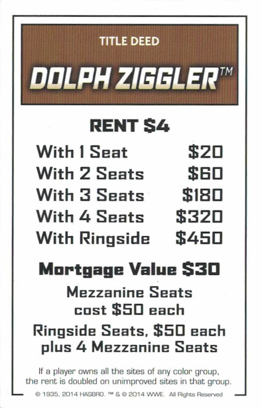 Dolph Ziggler trading card PW Catalog