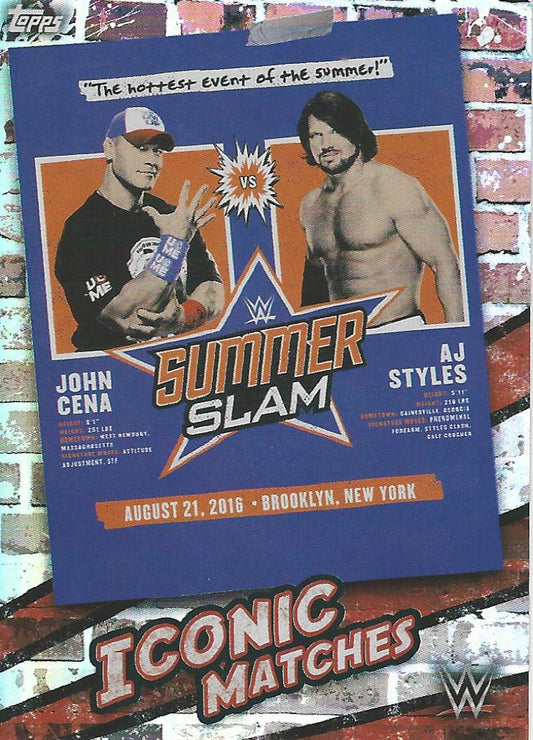 Topps WWE Superstars 2021 AJ Styles vs John Cena MA11 trading card PW Catalog