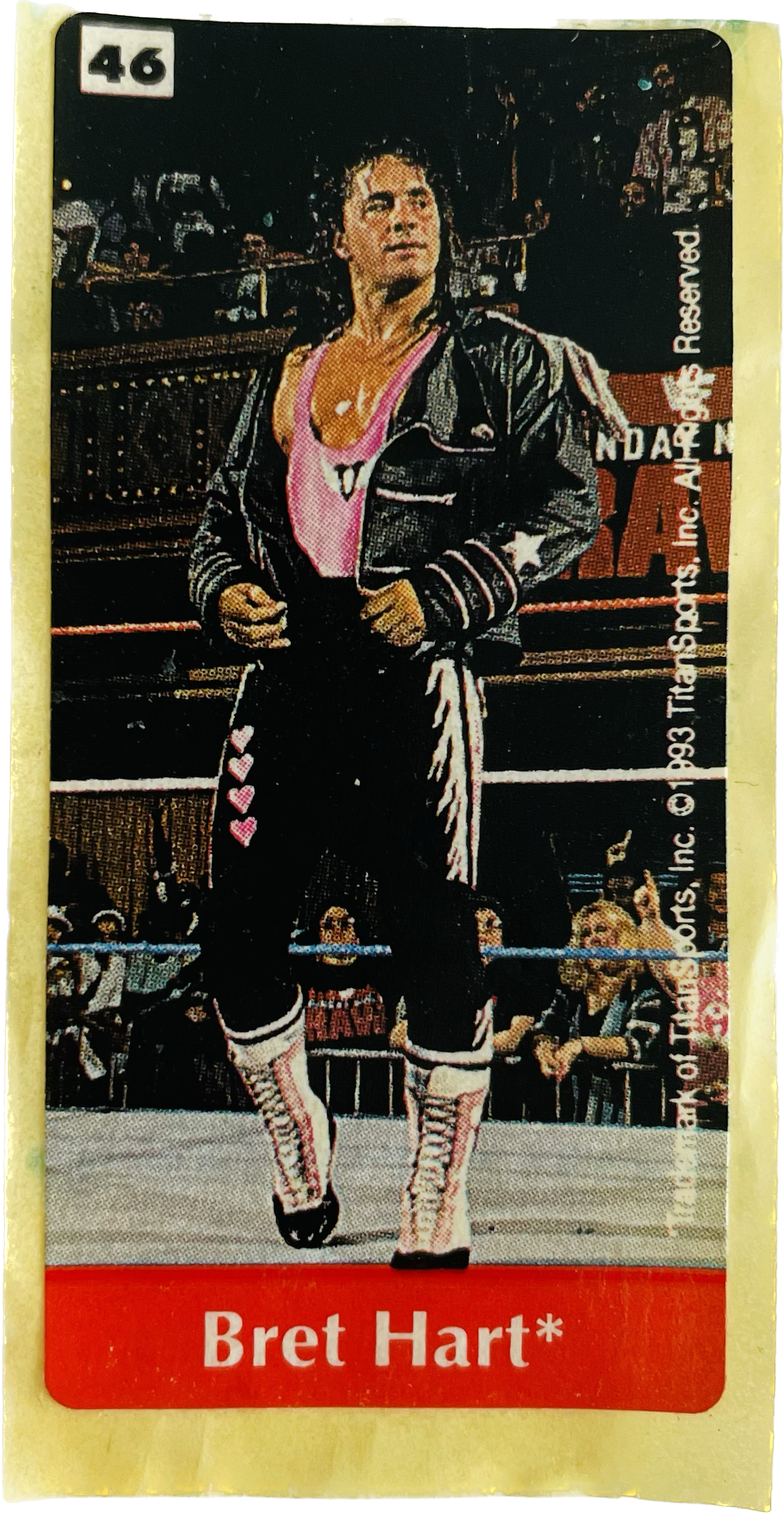 WWF Dunkin Bubble Gum Stickers (1993) No. 46 Bret Hart PW Catalog
