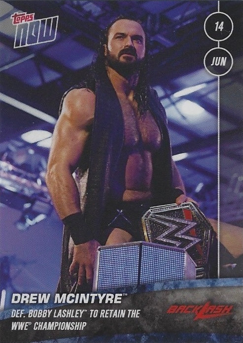 Drew Mcintyre DEF. Bobby Lashley to Retain the WWE Championship trading card PW Catalog