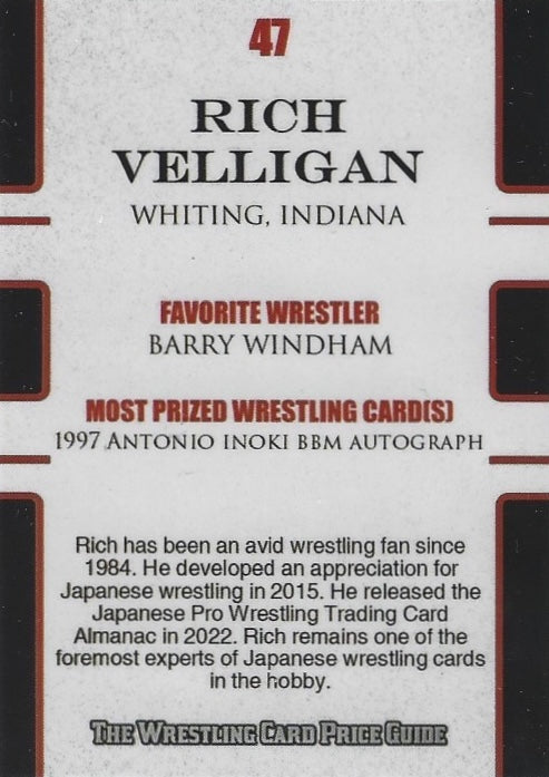 Rich Velligan trading card PW Catalog