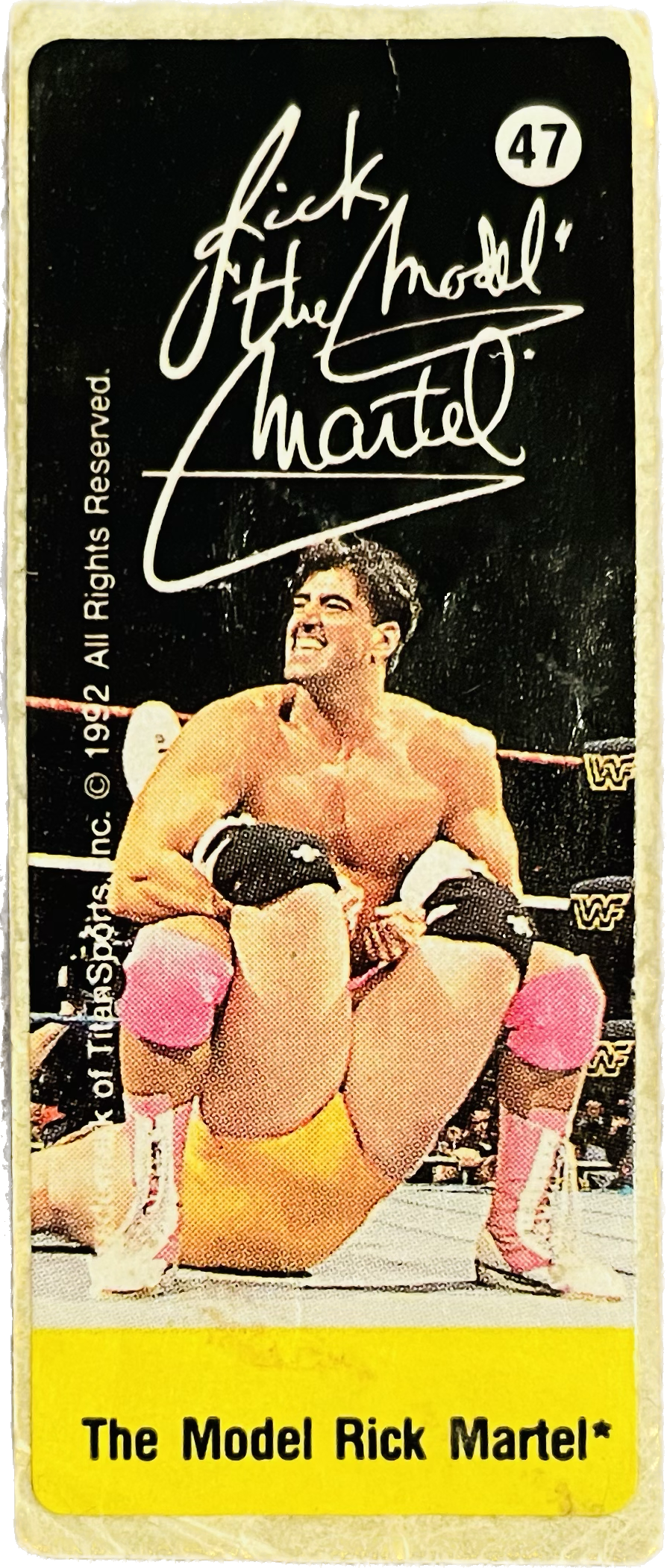 WWF Dunkin Bubble Gum Stickers (1992) No. 47 The Model Rick Martel PW Catalog