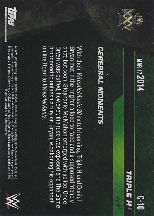 MAR 17 2014 – Triple H Brutalizes Daniel Bryan & the YES! Movement trading card PW Catalog