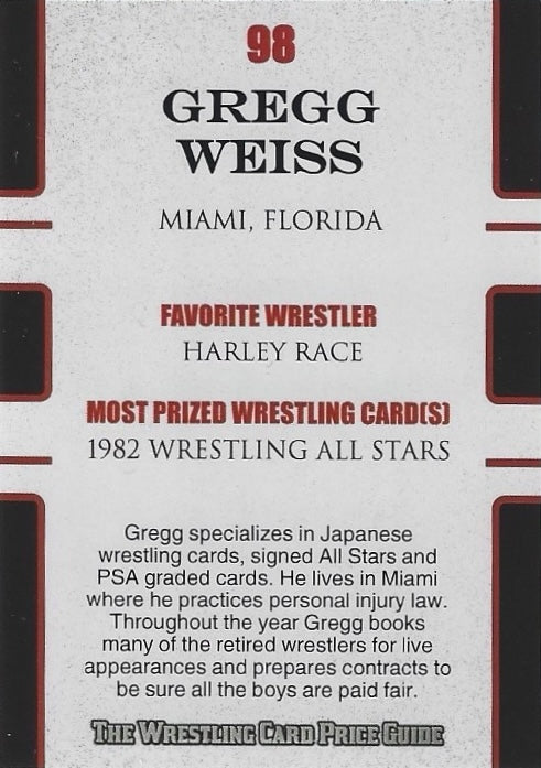 Gregg Weiss trading card PW Catalog