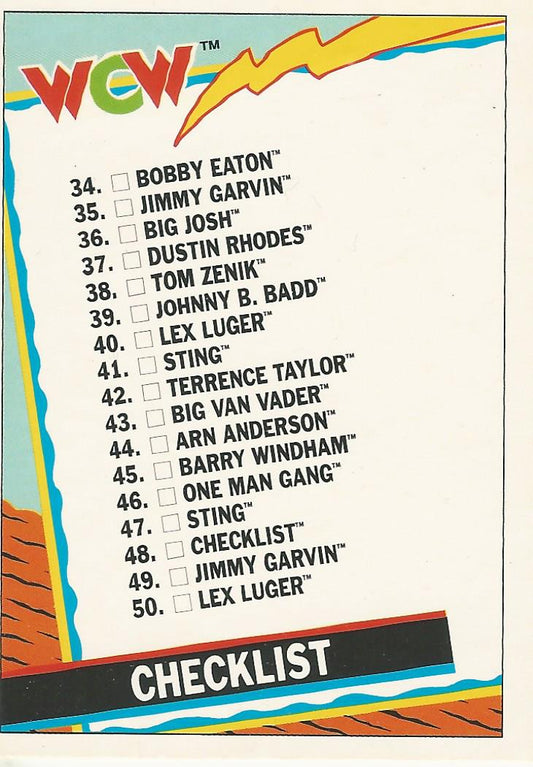 WCW Topps 1992 Checklist #48