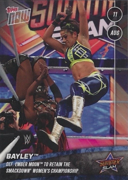 Bayley DEF. Ember Moon to Retain the Smackdown Women’s Championship trading card PW Catalog